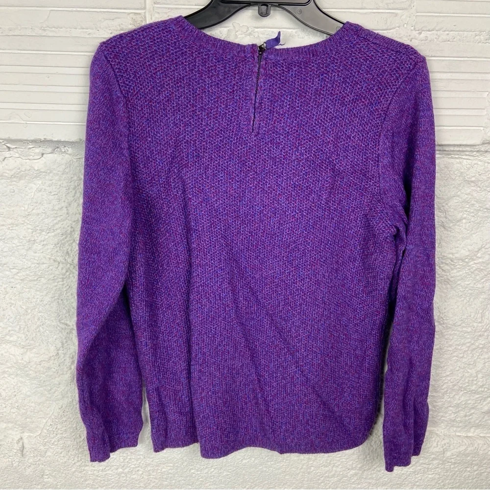 Talbots chunky cable knit Rich Purple Women's Crew Neck Sweater SZ large petite - Picture 10 of 12